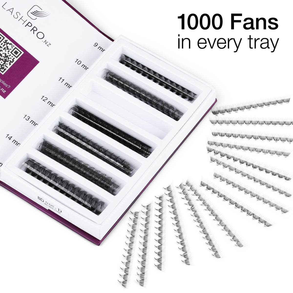1000 Pro Made Fans Mixed 9-15mm - Strip Backing – Lash Pro NZ