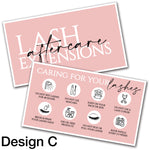 Eyelash Extension Aftercare Instruction Cards For Clients NZ