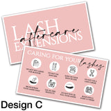 Eyelash Extension Aftercare Instruction Cards For Clients NZ