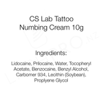 Ingredients list for Cslab Tattoo Numbing Cream NZ